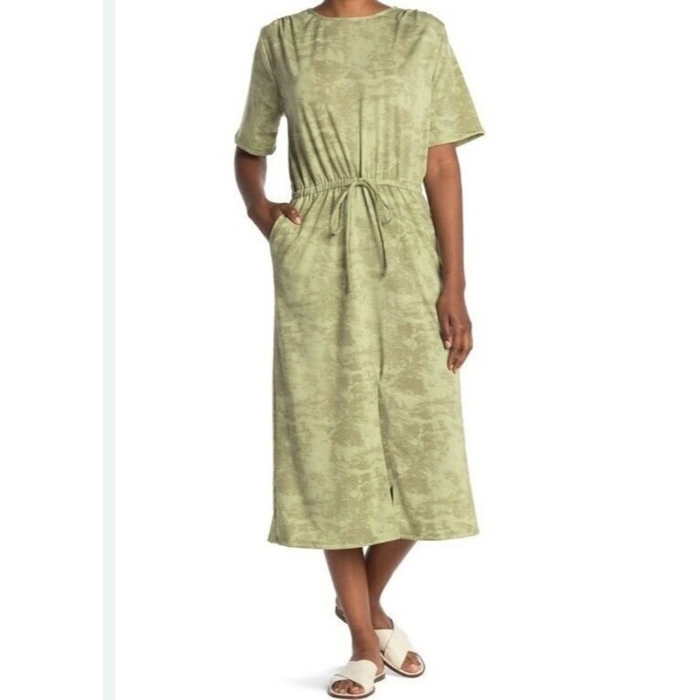 Dual Nature Green Tie-Waist Midi Dress Size Small